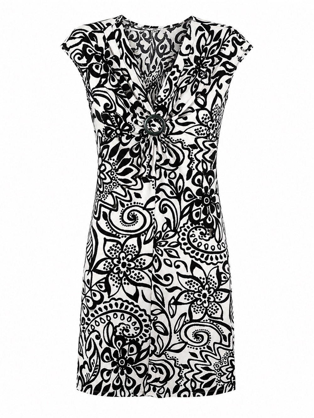 Evan Picone Black & Cream Abstract Floral Sheath Dress Size 12 Career Cocktail